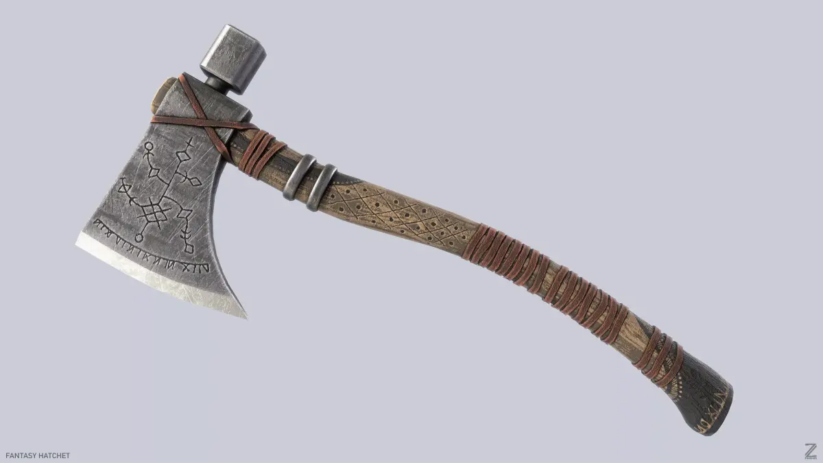 Fantasy hatchet Low-poly 3D model get