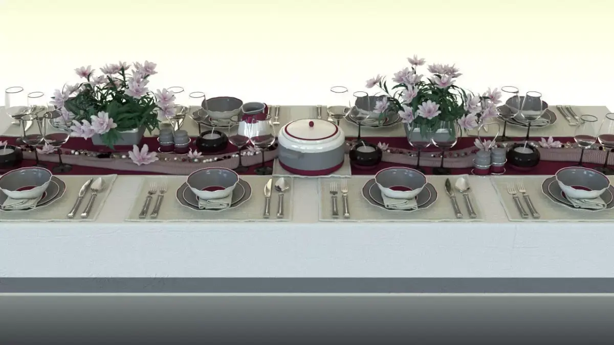 dinner table set Free 3D model