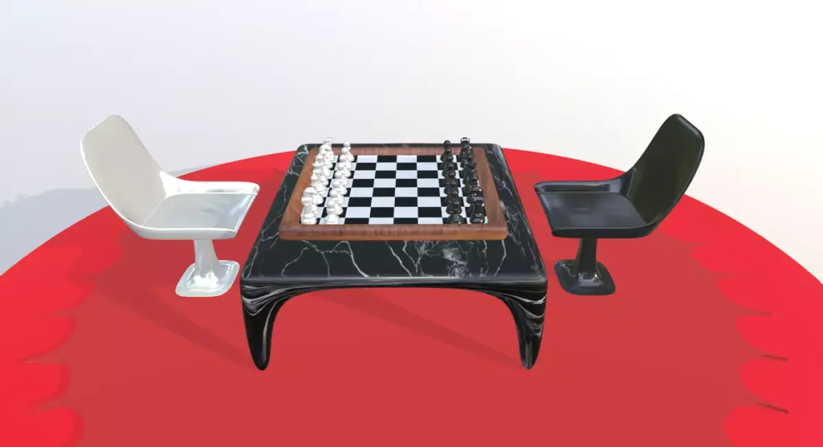 Luxury Chess Table Set with Chairs High Poly PBR Interior Scene Free 3D model
