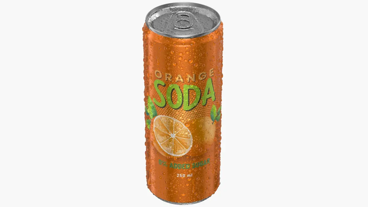 Slim Soda Can With Droplets 250ml 3D model