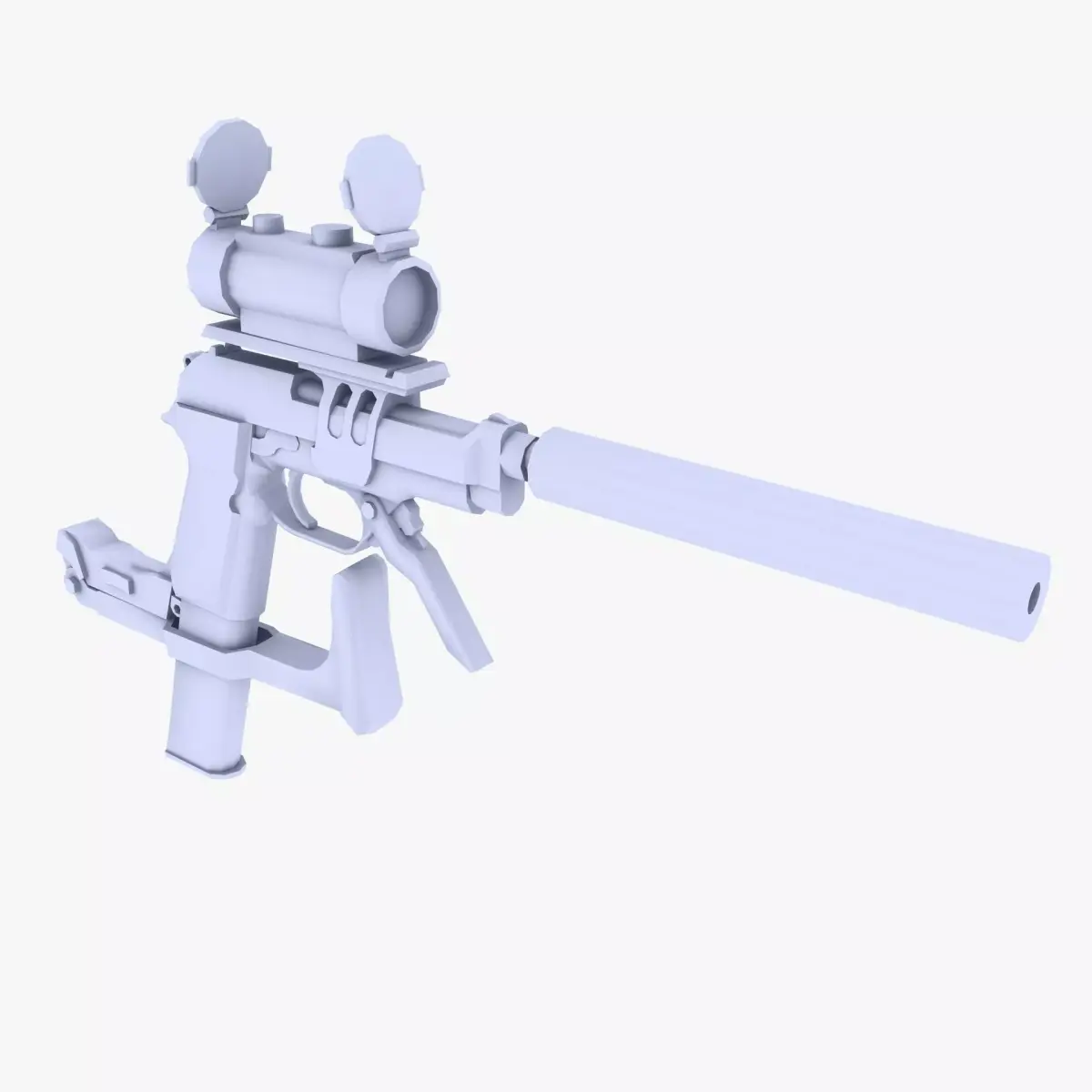 M93 Raffica Extended Mag Low-poly 3D model