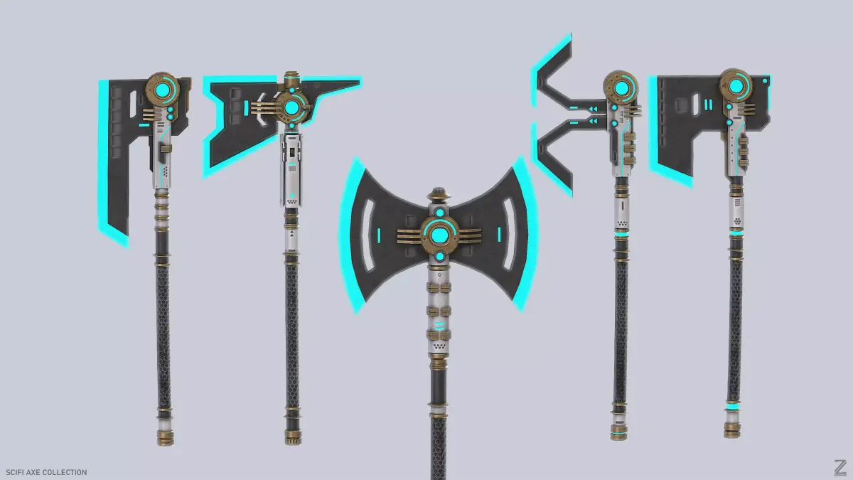 Scifi axe collection 3D Model Pack purchase