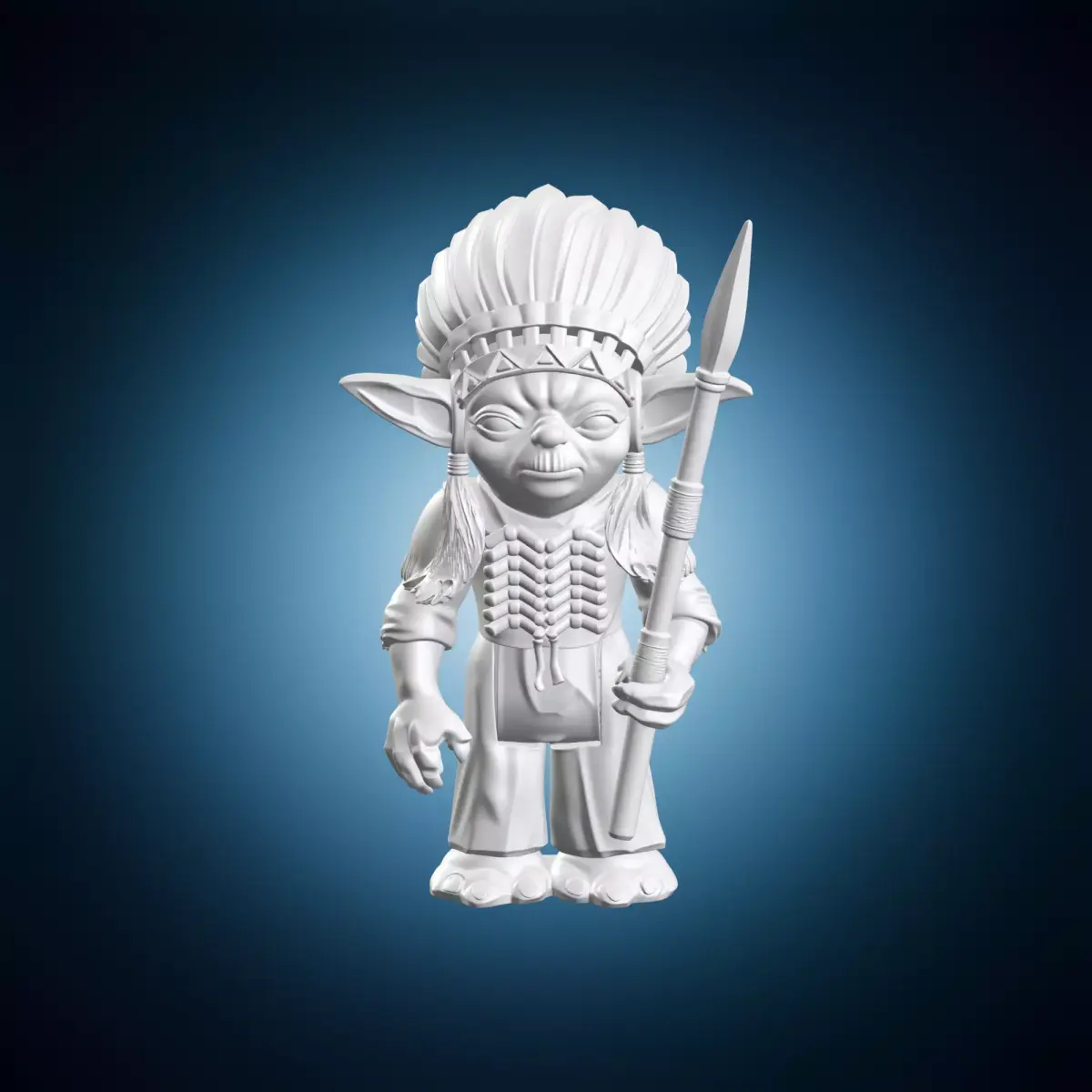 Tribal Yoda Character with Spear Miniature 3D print model