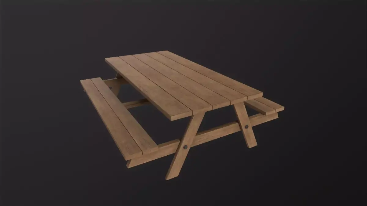 Picnic Table 3D Model Low-poly 3D model