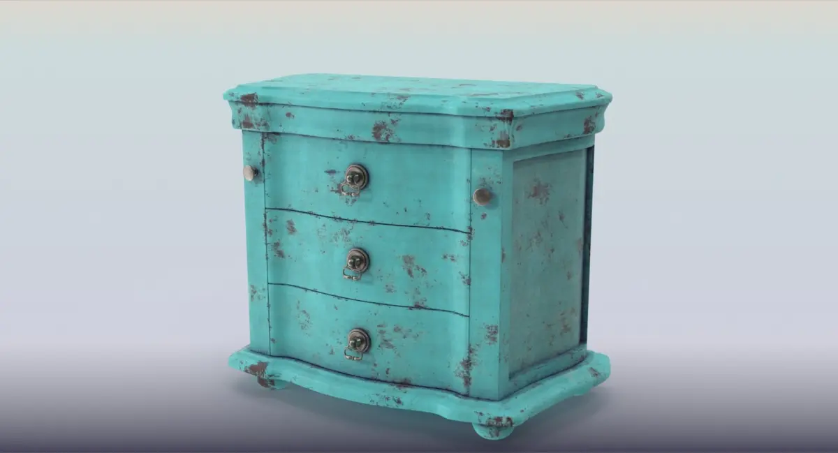 Vintage Blue Dresser 3D model