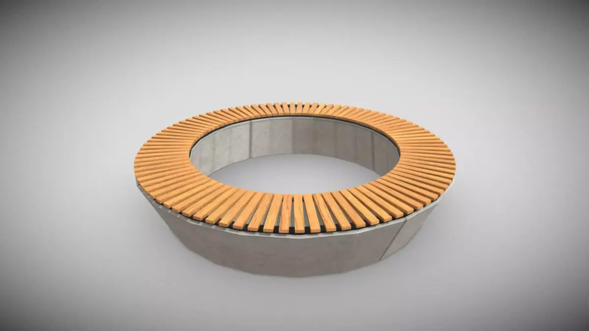 Cement Circular Bench  Low-poly 3D model