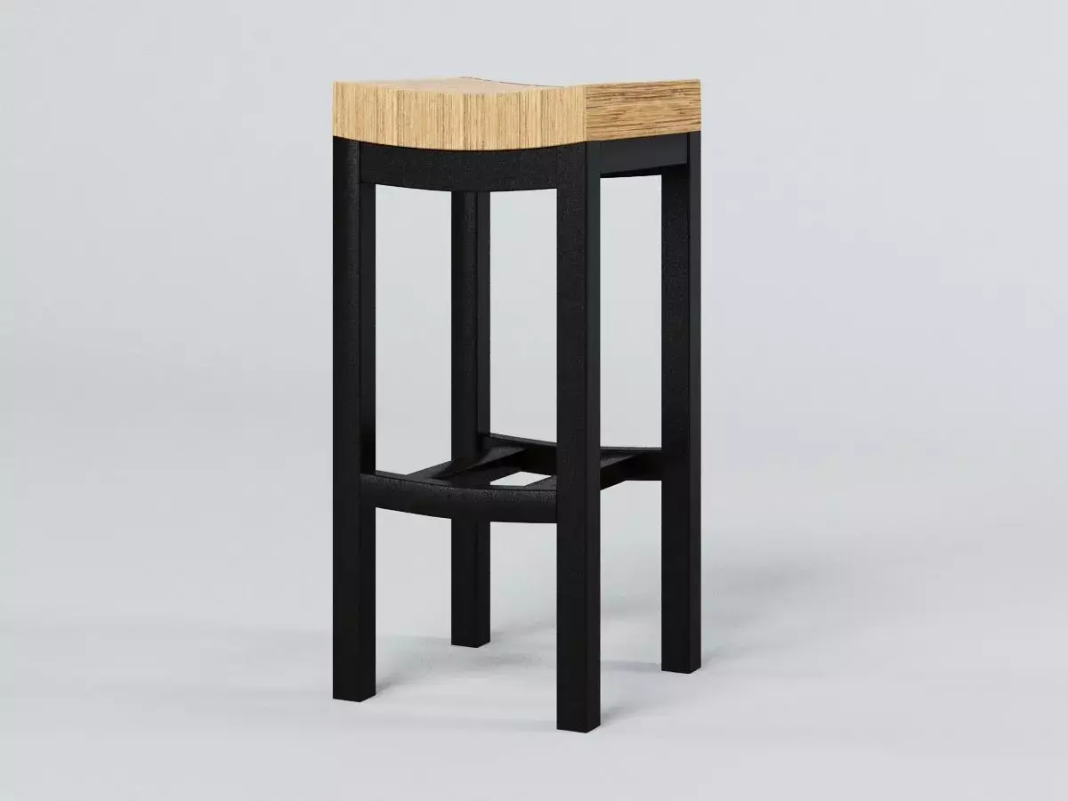 Two Tone Wood Stool Bar  Free 3D model
