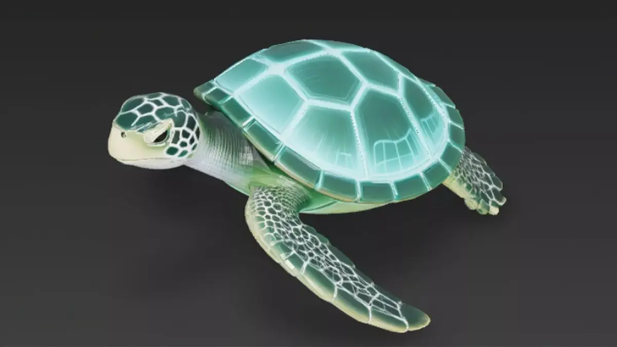 Cartoon Cyberpunk Sea Turtle Low-poly 3D model