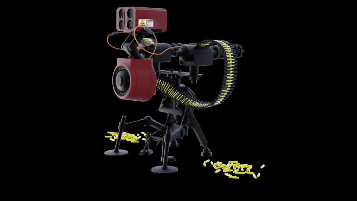 Sci-Fi Automated Turret Gun Game Ready 3D Model Low-poly 3D model