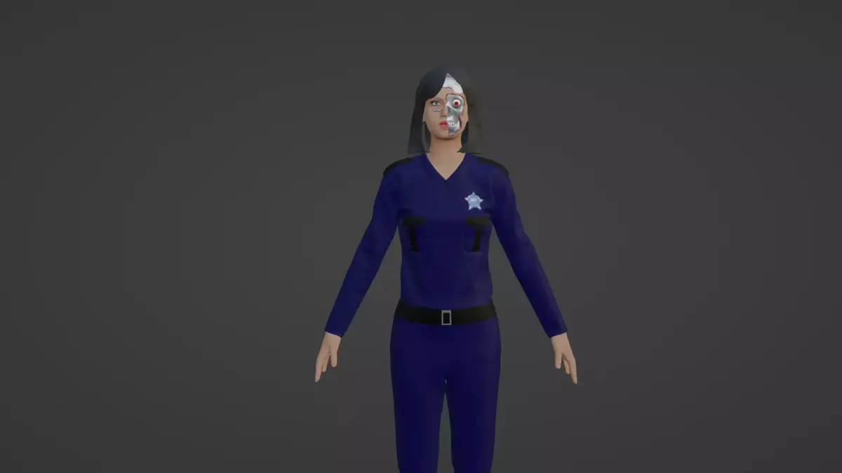 Cyber Police - Robot Woman Low-poly 3D model