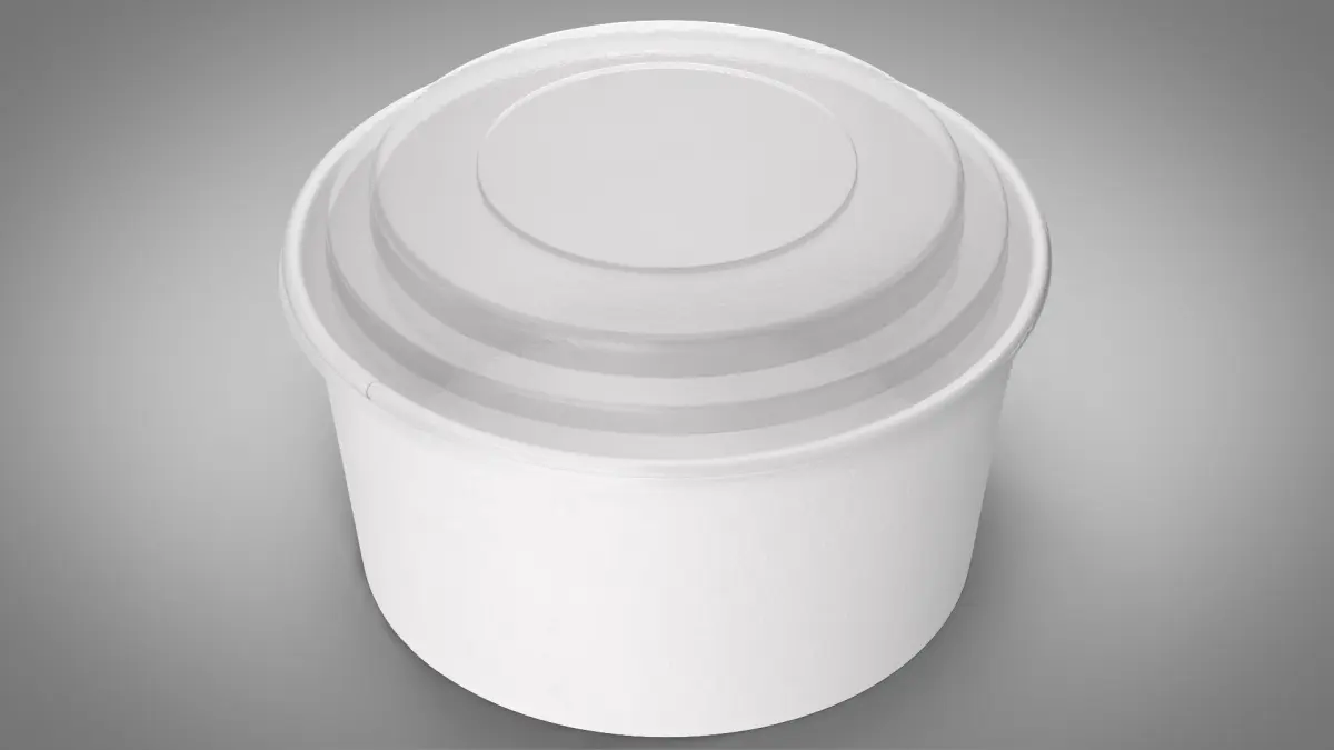 Paper Food Bowl with Clear Lid for Soup for Salad 32 Oz 1000 ml Mockup 3D model