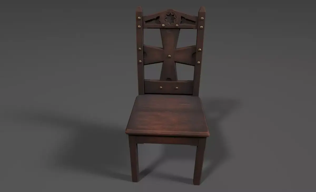 Old woodchair Free low-poly 3D model