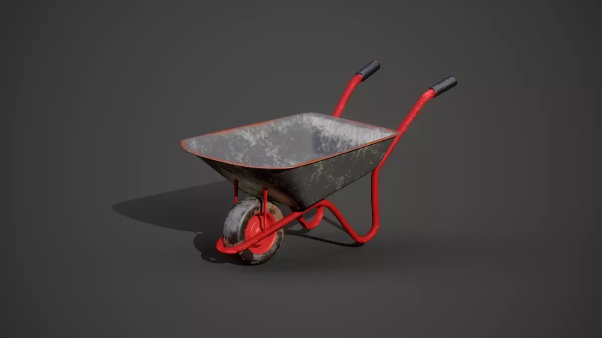 Old Metal Wheelbarrow Free low-poly 3D model