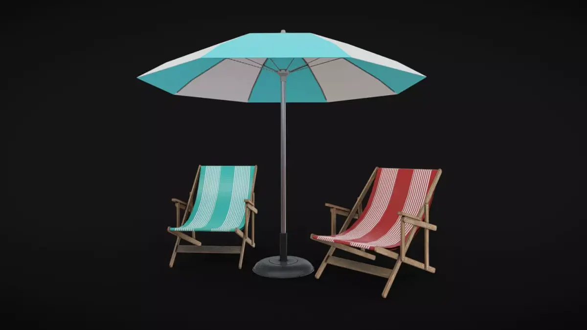 Beach Chairs Low-poly 3D model
