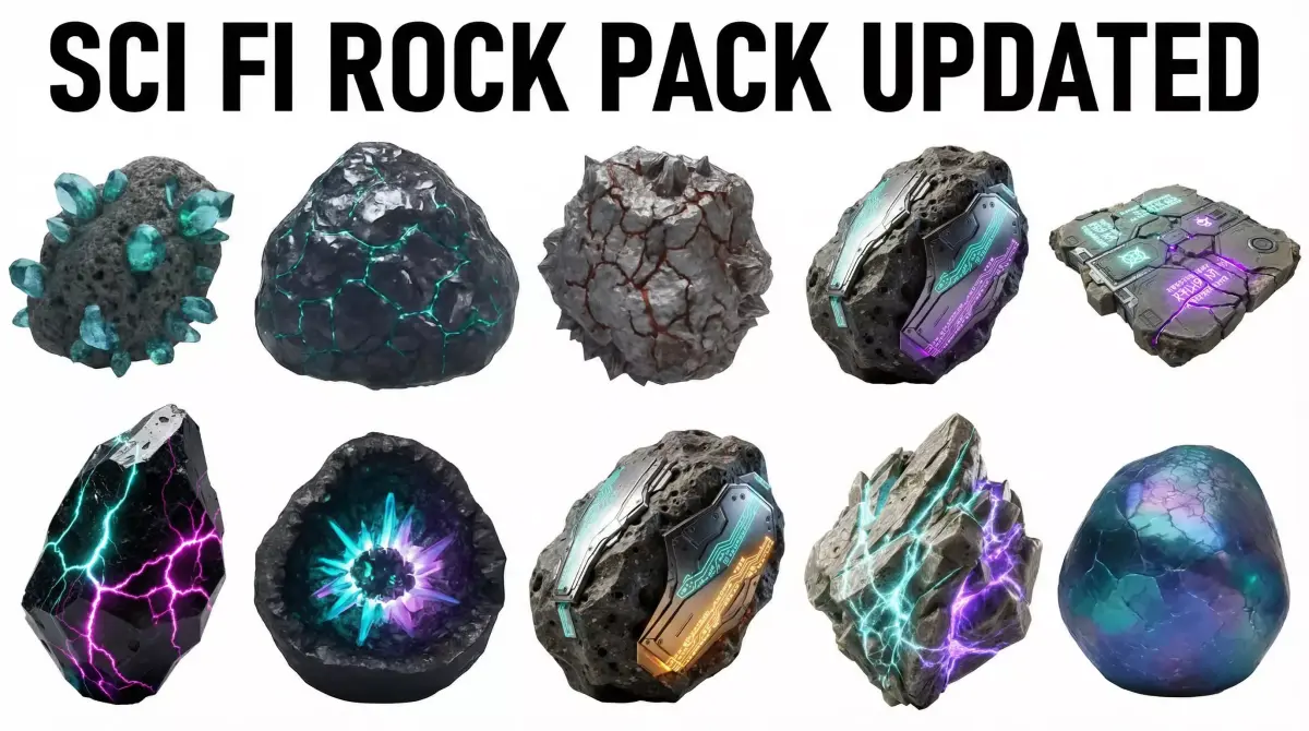 13 scifi Rock Pack Vol 6  Low-poly 3D model