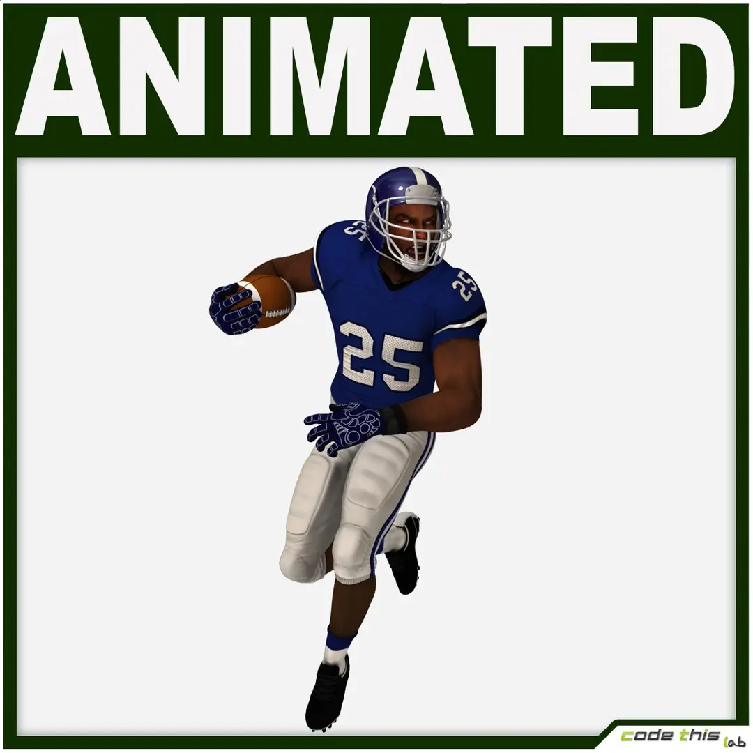 Black American Football Player CG 3D model