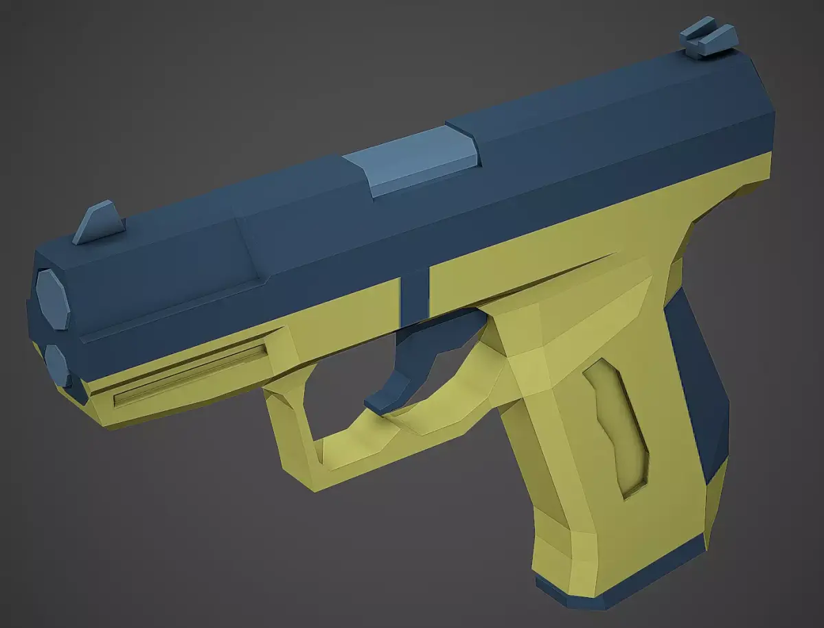 Stylized Walther P99 Pistol Low Poly Mobile Ready Low-poly 3D model