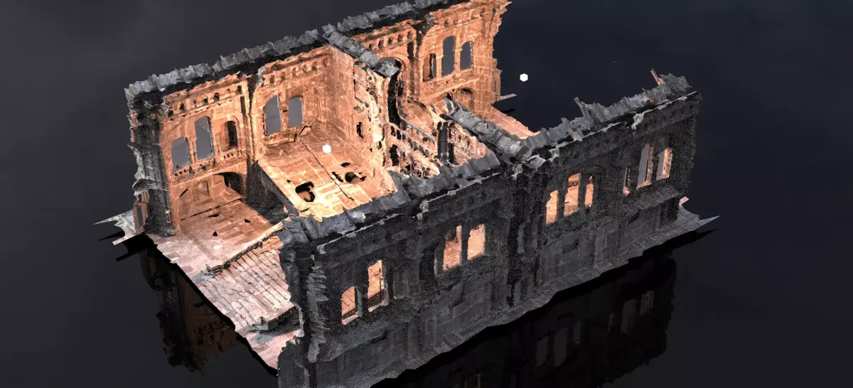 Medieval castle ruin with ancient stone steps interior  3D model