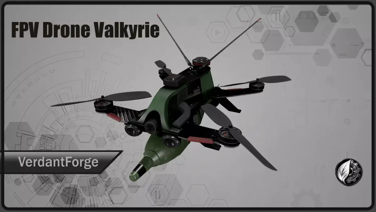 FPV Drone Valkyrie - Military UAV 4K PBR Game Ready 3D model