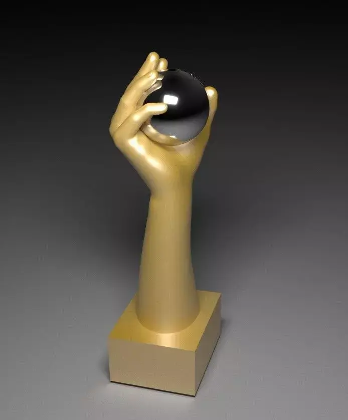 statue hand with cristal ball lowpoly Free 3D model