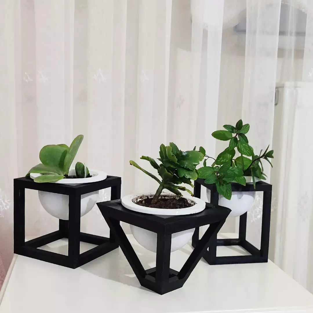 Rectangular triangle square decorative flower pot 3D print model