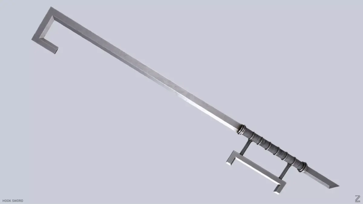 Hook sword Low-poly 3D model 4