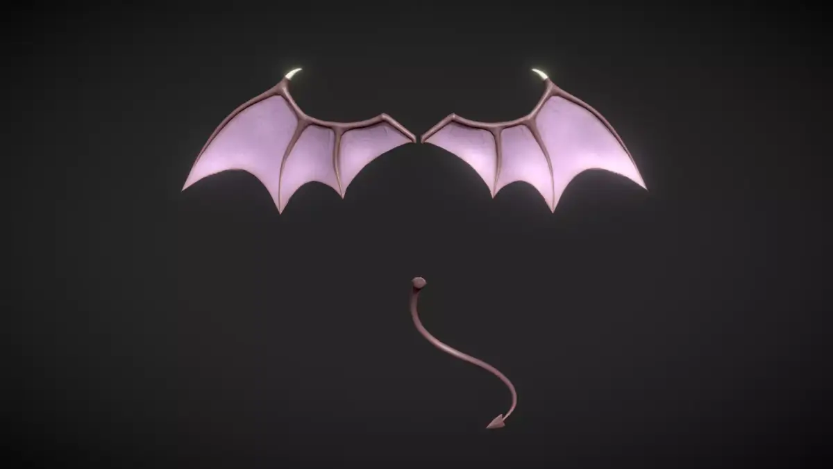 Demon Wings and Tail Low-Poly Low-poly 3D model