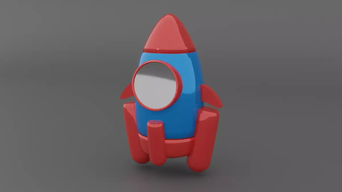 blue rocket Low-poly 3D model