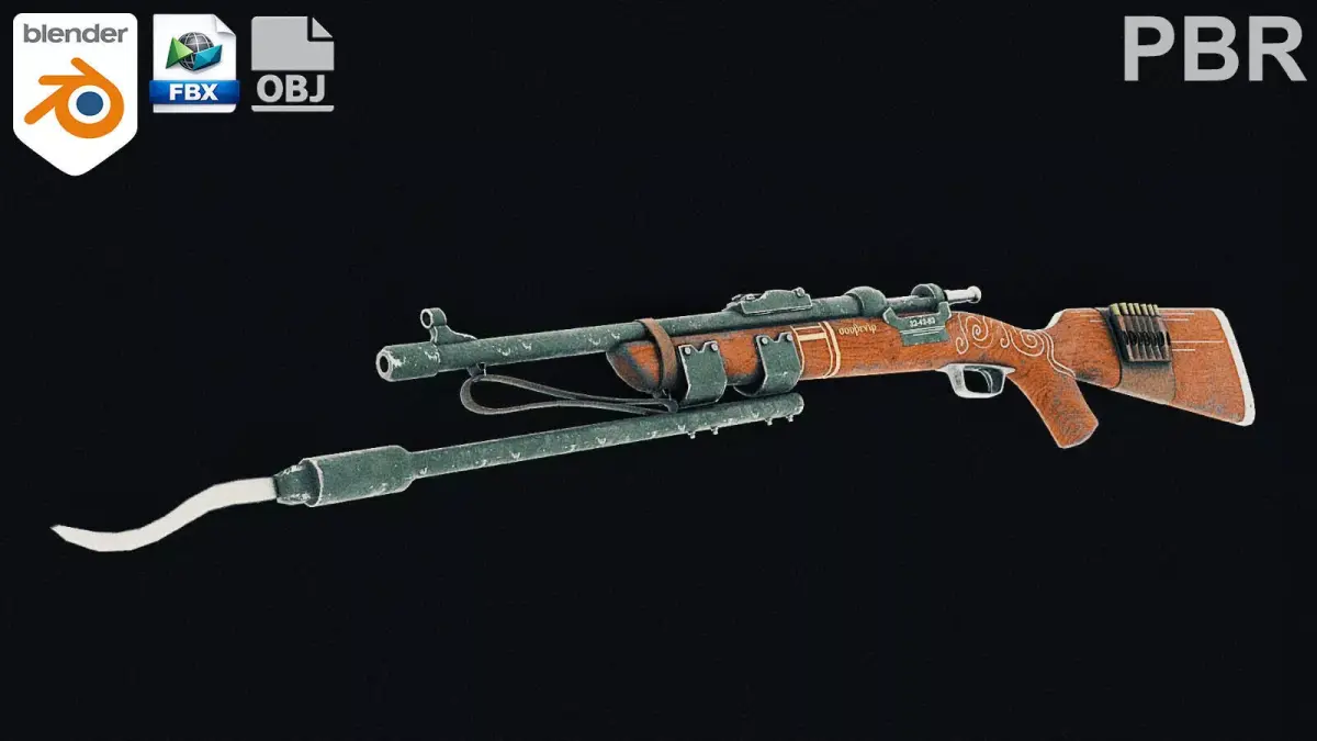 Classic rifle  Low-poly 3D model