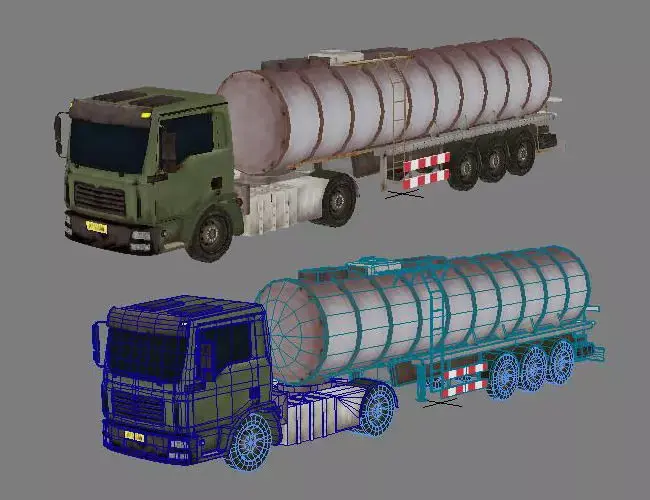 oil tank lorry Low-poly 3D model