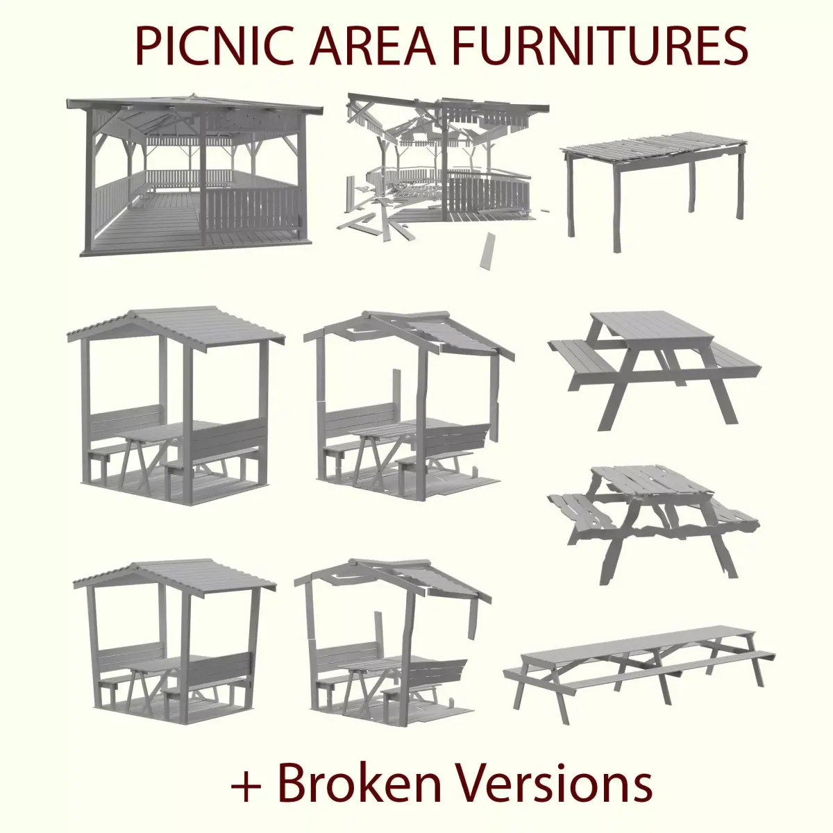 Public Furniture Low-poly 3D model