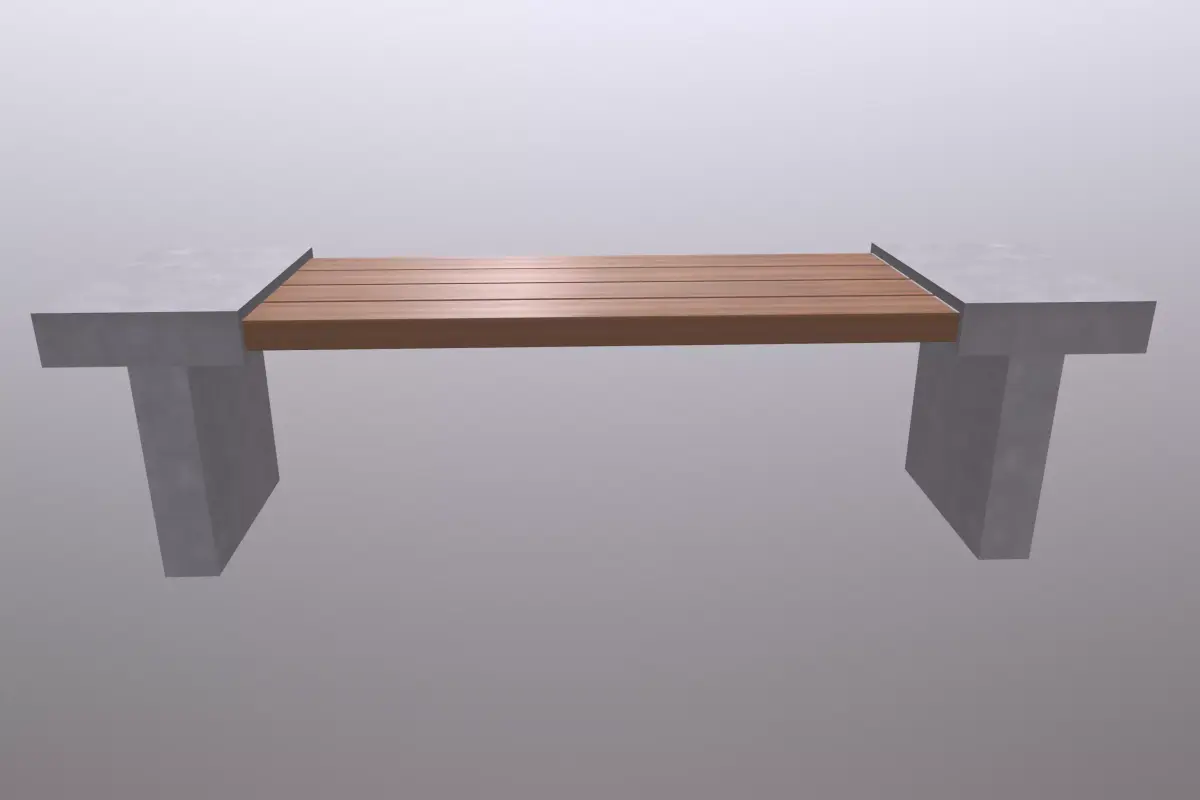Bench Wood Concrete Low-poly 3D model