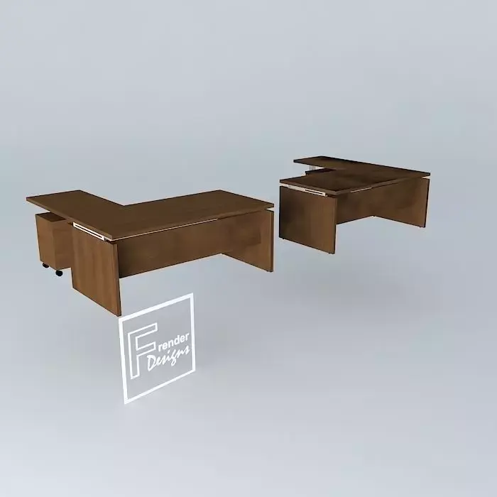 OFFICE DESK with MOBILE PEDESTAL-1800x1900x735mmH Free 3D model