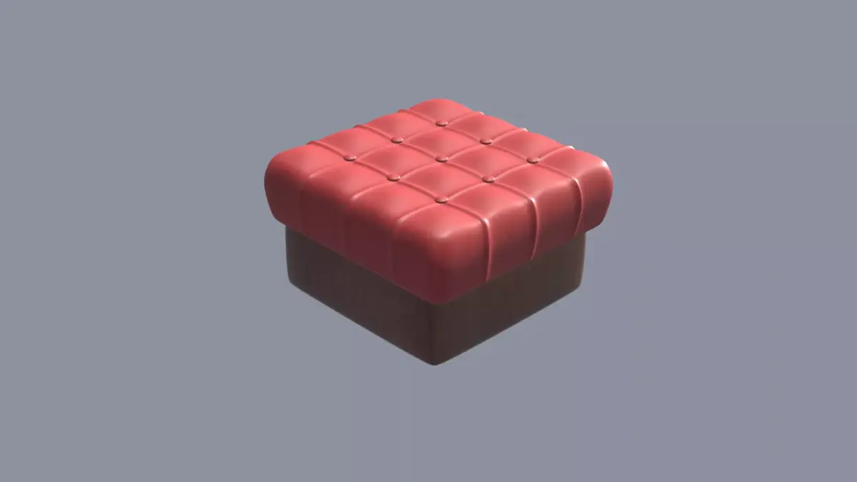 Tufted Leather Ottoman Free 3D model