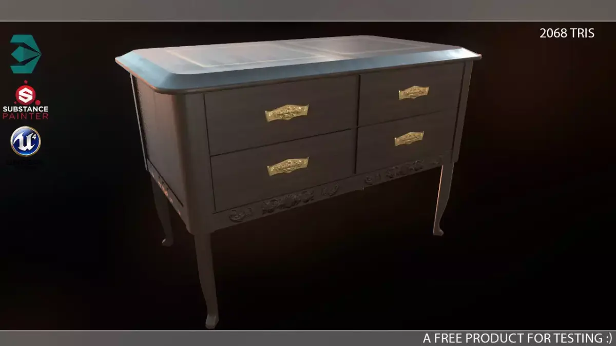 Low Poly Night Stand PBR Free low-poly 3D model
