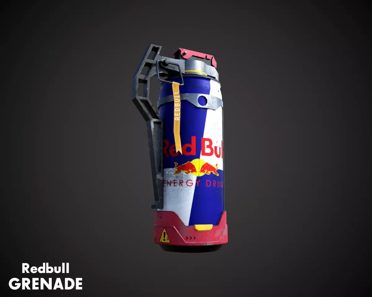 Redbull grenade stylized  Low-poly 3D model