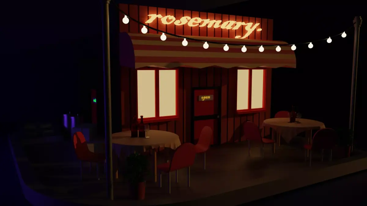 cute evening cafe 3D model