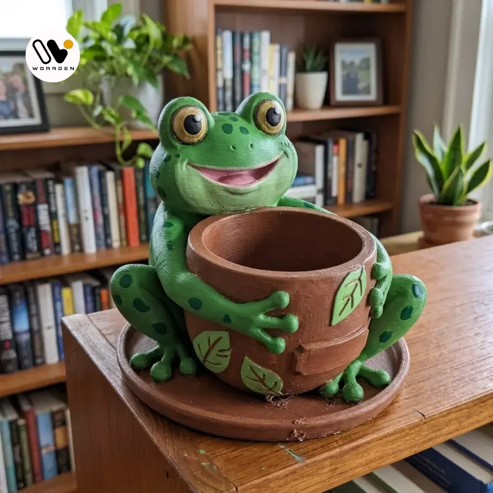 Cute Frog Plant Pot STL  Cartoon Frog Planter Free 3D print model
