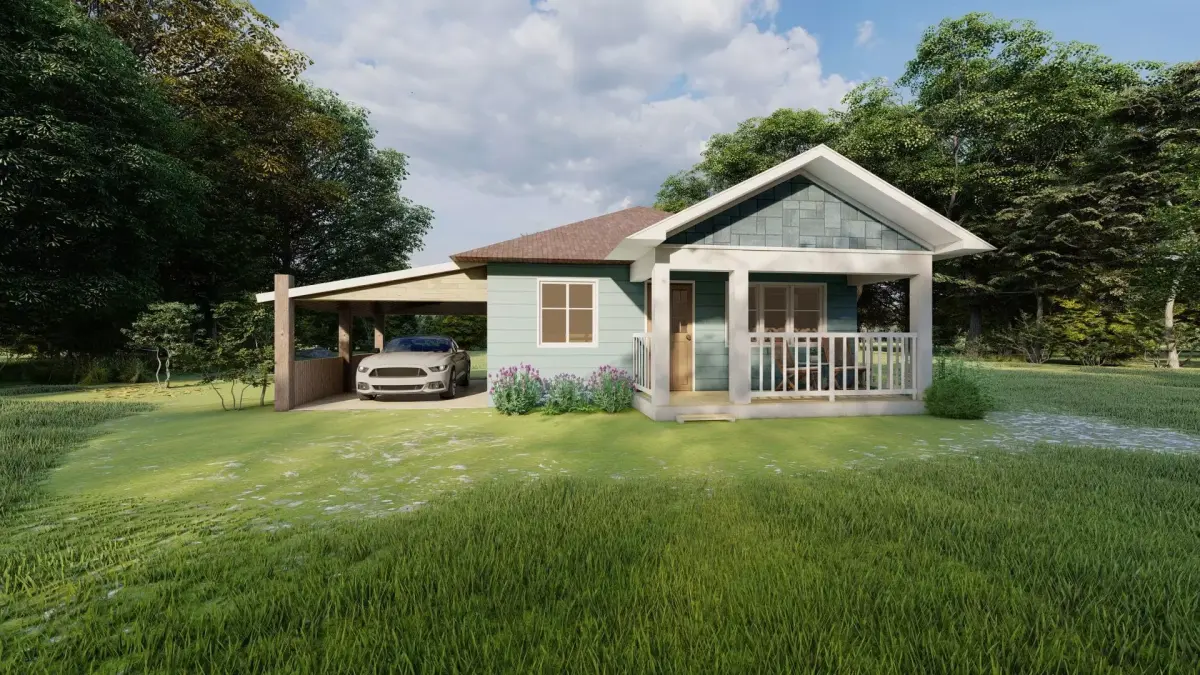 House with carport 3D model 3D print model