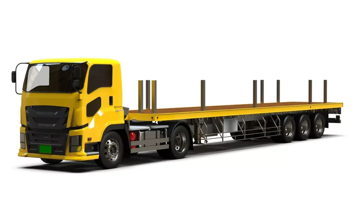 Generic Flatbed Semi-Trailer Truck 13M 3D model