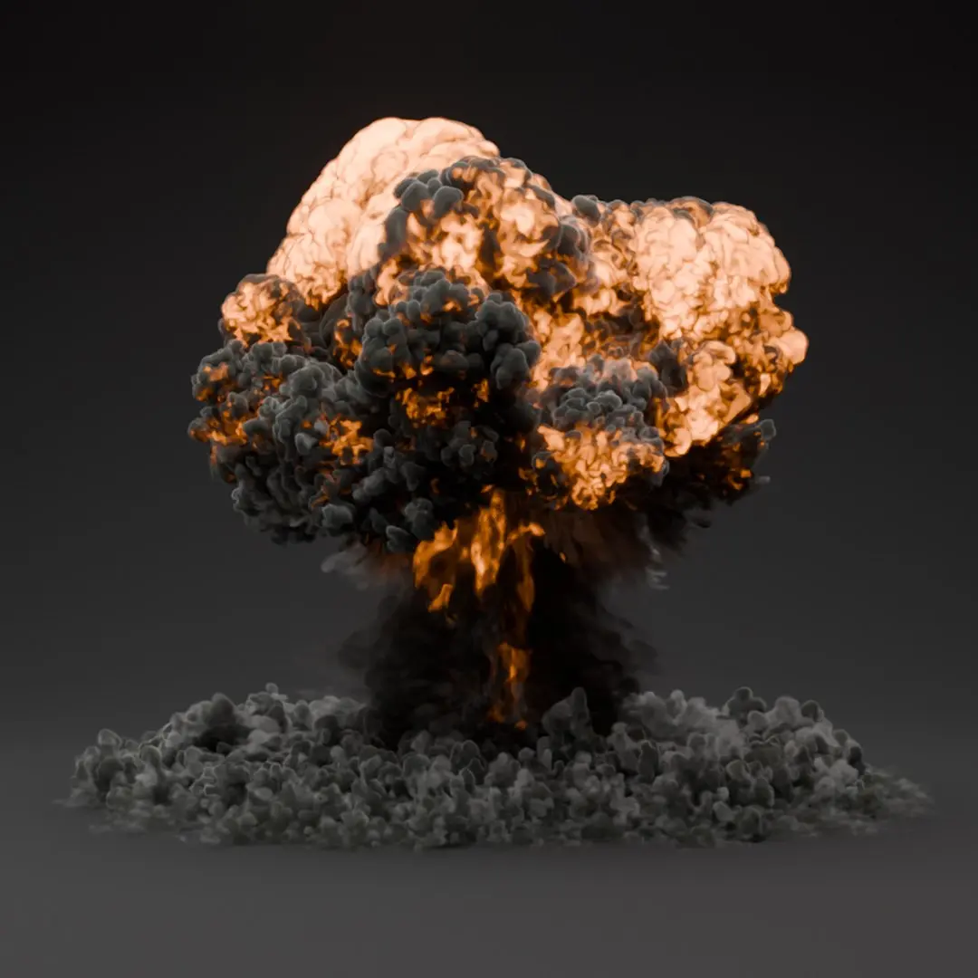 Massive Fire Explosion Effect VDB For Blender 3D model