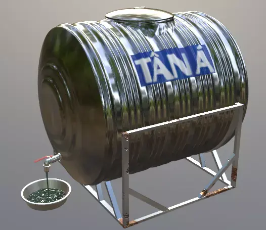 Round water tank Low-poly 3D model