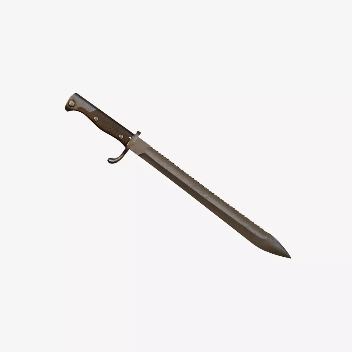 German WWI M1898-05 Butcher Sawback Bayonet Low-poly 3D model