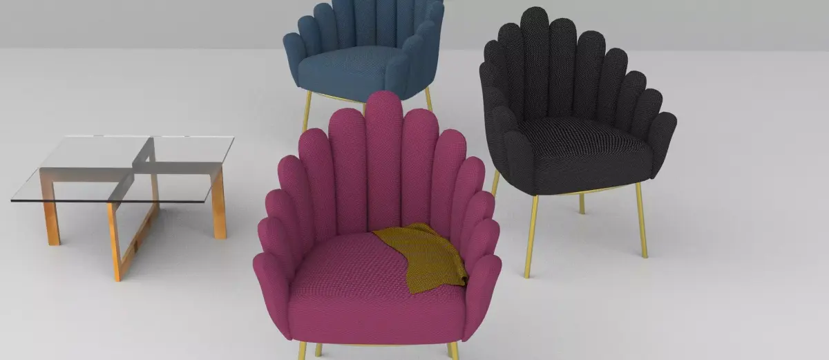 armchair three chairs and table Free 3D model