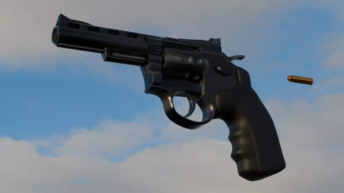 Revolver Low-Poly Game-ready Rigged Realistic Low-poly 3D model