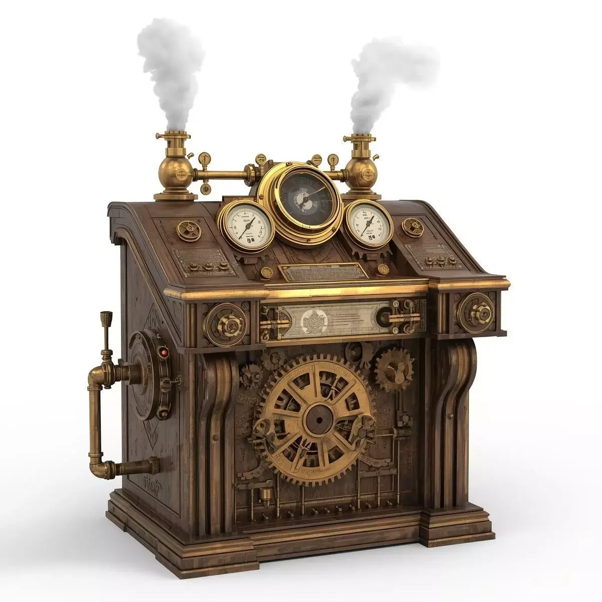 Stylized 3D Steampunk Control Console Low-poly 3D model
