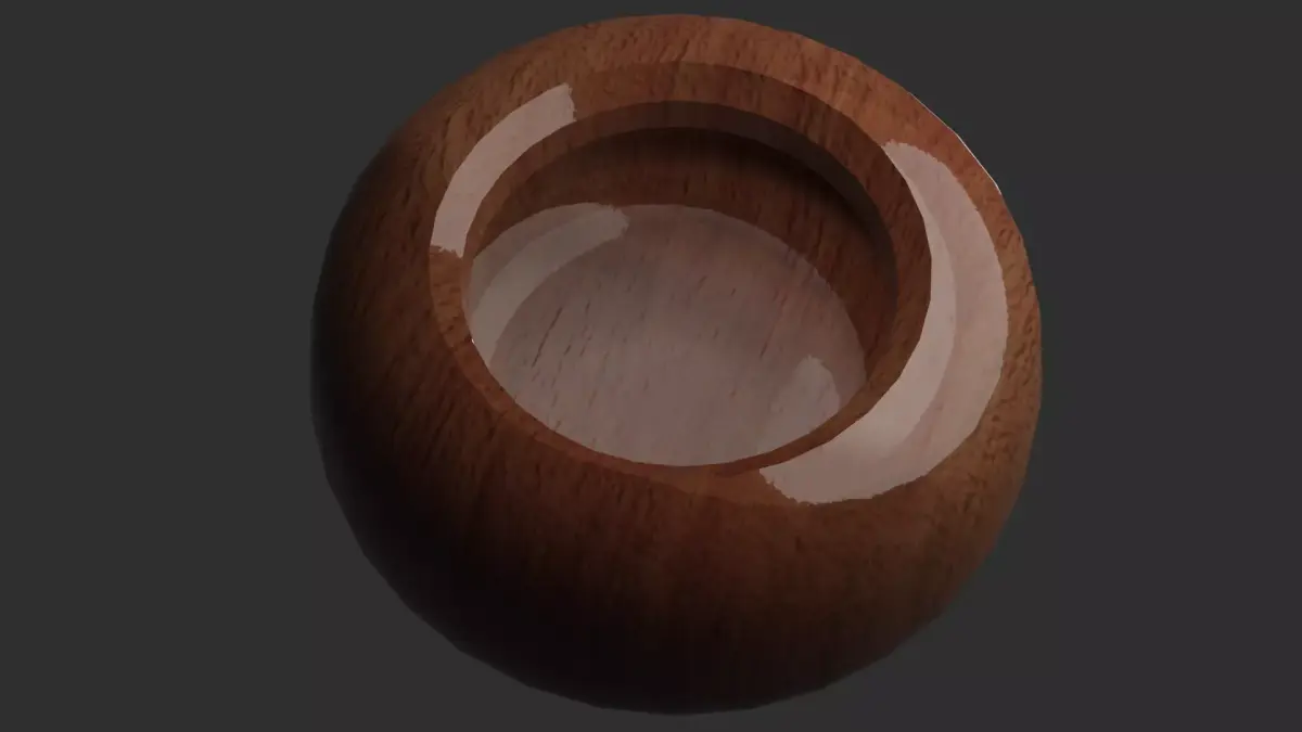 Bowl in ancient style dark wood material  Low-poly 3D model