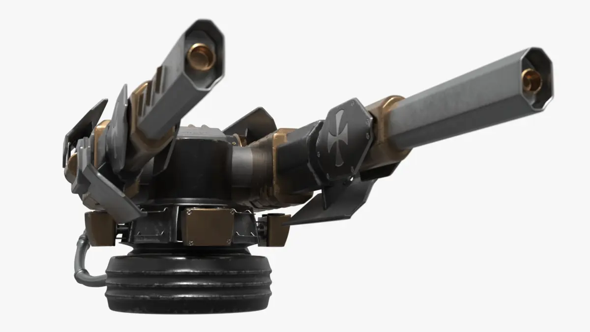 Dual Barrel Railgun Turret Bronze 3D model
