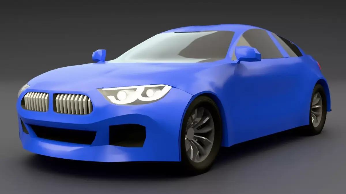 Modern Luxury Sedan Low Poly 3D Model Low-poly 3D model