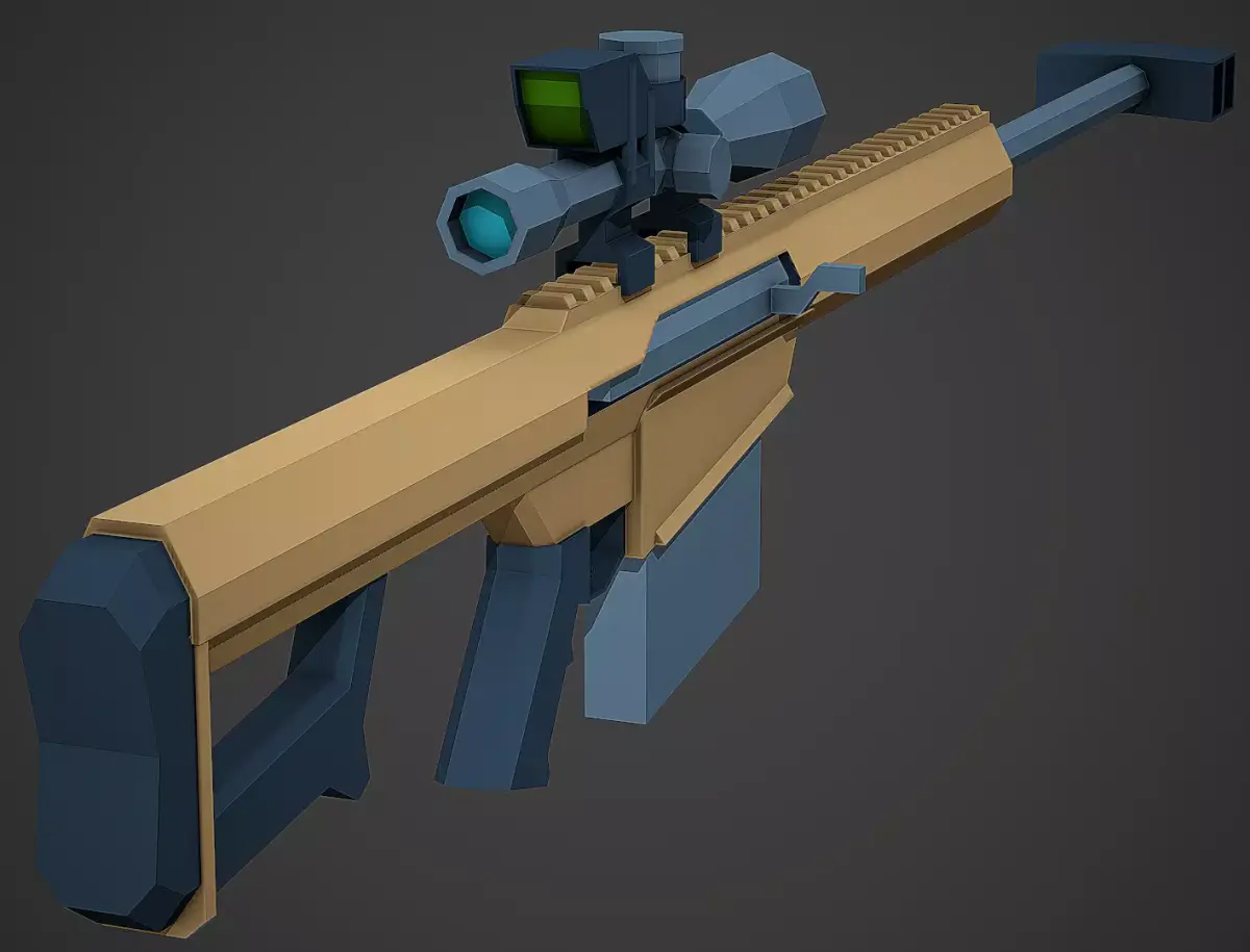 Stylized Barrett M107 Sniper Low Poly Mobile Ready Low-poly 3D model